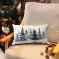 thumbnail image 5 of Christmas Pillow Covers 12x20 Christmas Decorations Watercolor Blue Christmas Tree Rustic Style Nature Forest Print Decorative Throw Pillows Winter Christmas Decor 003K, 5 of 6