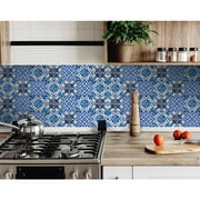 7" X 7" Blue Multi Mosaic Peel and Stick Tiles