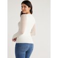thumbnail image 6 of Sofia Jeans Women's V-Neck Mesh Pullover Sweater with Sheer Long Sleeves, Lightweight, Sizes XS-XXXL, 6 of 6