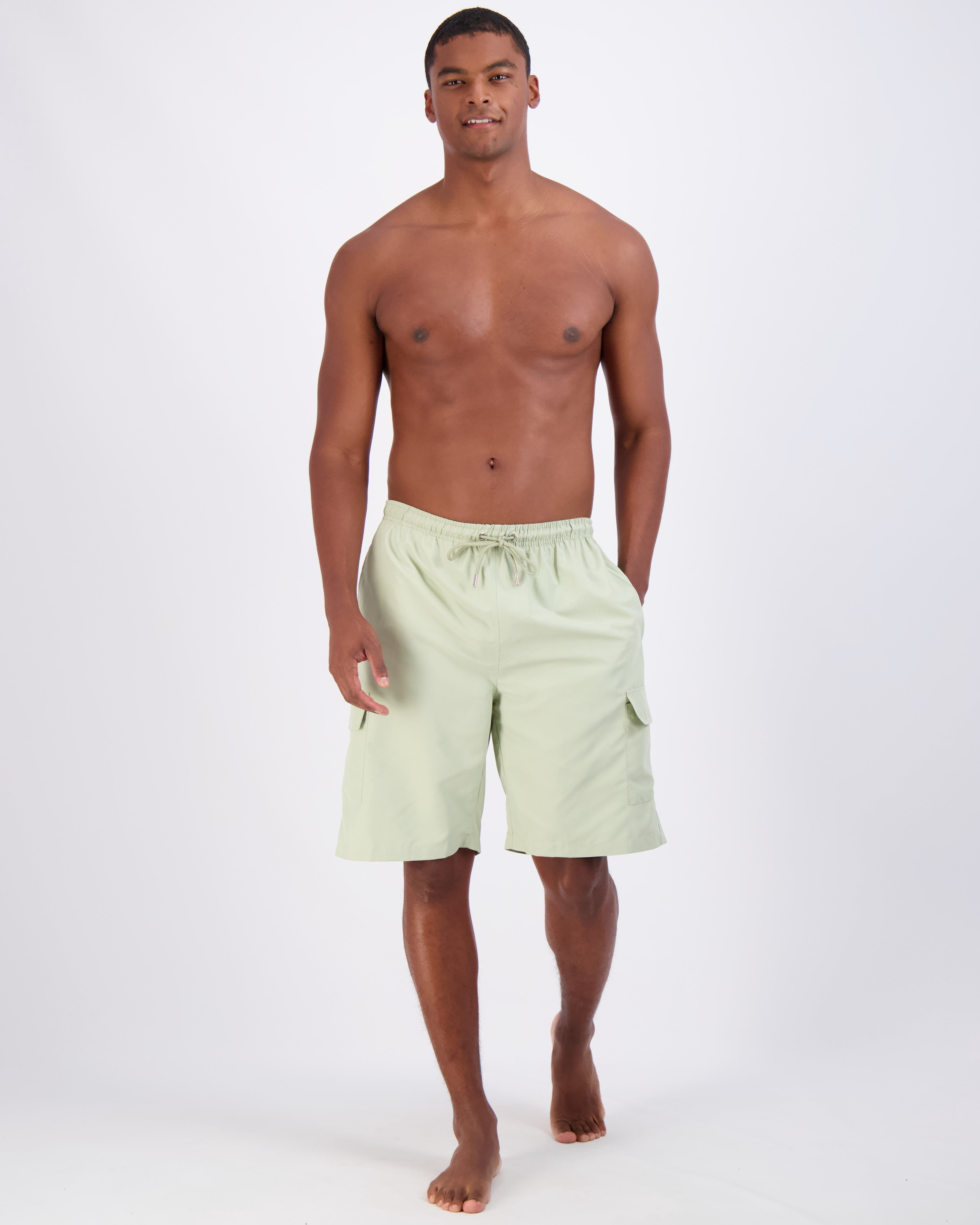 Real Essentials 3 Pack: Men's Swim Trunks with Cargo Pockets & Mesh Lining (Available in Big & Tall)
