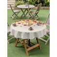 thumbnail image 3 of Outdoor Tablecloth with Umbrella Hole and Zipper, Fall Maple Leaf Round Table Cloth 60 Inch Waterproof Tablecloth, Thanksgiving Vintage Yellow Orange on Linen Picnic Table Cover for Patio Camping, 3 of 7