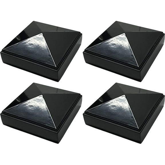 2.5" x 2.5" Aluminium Pyramid Post Cap for Metal Posts - Pressure Fit - Black (4 Pack)