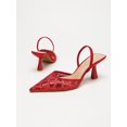thumbnail image 5 of On feet& in love Women's Pointed Toe Slingback Heels with Sequin Lace Mesh - Red Dress Shoes for Party & Wedding - Size 5.5, 5 of 8