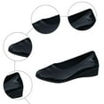 thumbnail image 7 of Ballet Flat Shoes for Women Shine Leather Round Toe Slip on Low Wedge Heel Business Work Dress Shoes Casual Walking Shoes Black Size 7, 7 of 7