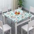 thumbnail image 3 of Pioneer Flower Floral Print Pattern Square Fitted Tablecloth with Elastic Edge,Square Table Cover,Washable Elastic Table Cover for Home Kitchen Party Decor 34"x34", 3 of 6