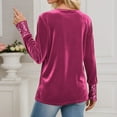 thumbnail image 4 of Womens Glitter Tops 2026 Spring Trendy Y2K Long Sleeve V Neck Loose Velvet Sequin Patchwork T Shirts Rave Outfit, 4 of 8