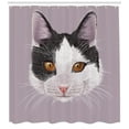 thumbnail image 3 of Ambesonne Animal Shower Curtain, Pet Cat Kitty Portrait, 69"Wx84"L, Lilac Black White, 3 of 3