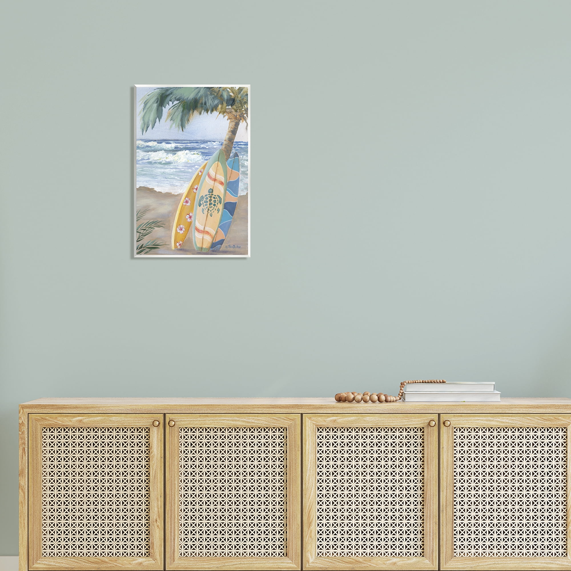 Stupell Fun Summer Surfboards Leaning Palm Tree Landscape Painting Wall Plaque Unframed Art Print Wall Art