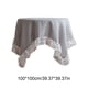 thumbnail image 3 of Mantel de lino fresco y elegante con ribetes de encaje, ideal para mesas de comedor redondas. Un mantel liso, sencillo y elegante con ribetes de encaje., 3 of 7