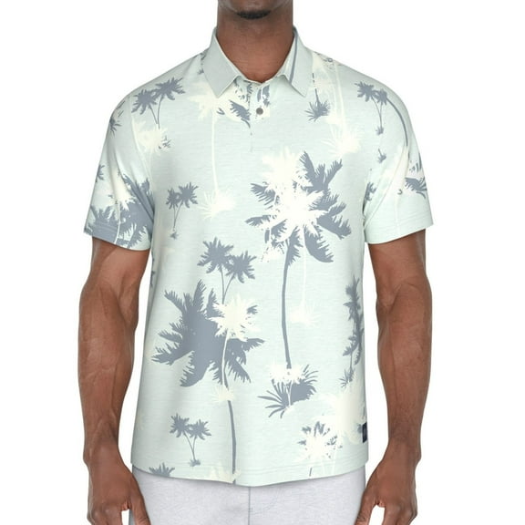 PGA Tour Mens Palm Print Polo Shirt, Multicoloured, Medium