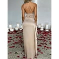 thumbnail image 2 of Women's One Shoulder Satin Dress with High Slit Ruched Silhouette for Evening Wear Glamorous Look 95% Cotton 5% Spandex, 2 of 10