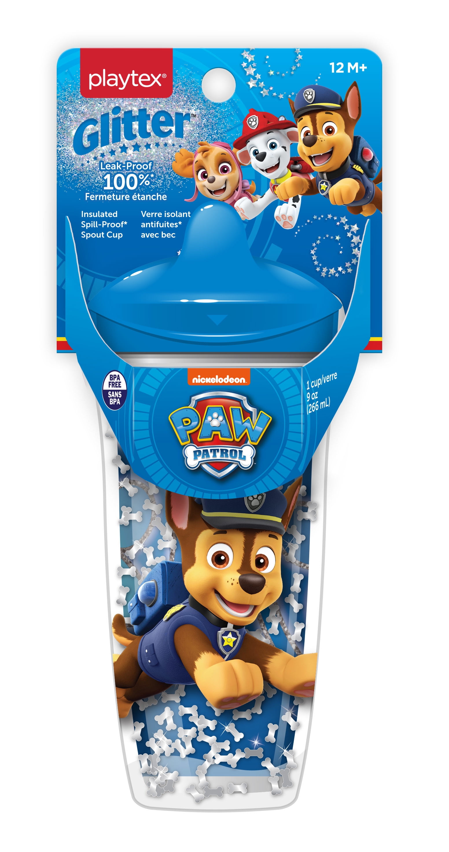 Playtex Sipsters Paw Patrol Stage 3 Boys Glitter Insulated Spout Cup, 9 Oz