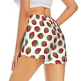 thumbnail image 4 of Picia Hand Drawn Strawberry Pattern Women's 2 in 1 Athletic Running Shorts High Waisted Workout Casual Gym Sweat Shorts with Comfy Liner Zipper Pockets-X-Large, 4 of 9