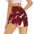 thumbnail image 3 of Goofa Christmas Tree Buffalo Plaid Printed Women 2 in 1 Running Shorts,Quick Dry Athletic Workout Shorts,High Waisted Athletic Shorts with Liner Pockets-XX-Large, 3 of 9