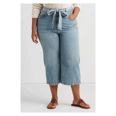 Lauren Ralph Lauren Plus Size Cropped Wide-Leg Jeans,16 W Plus