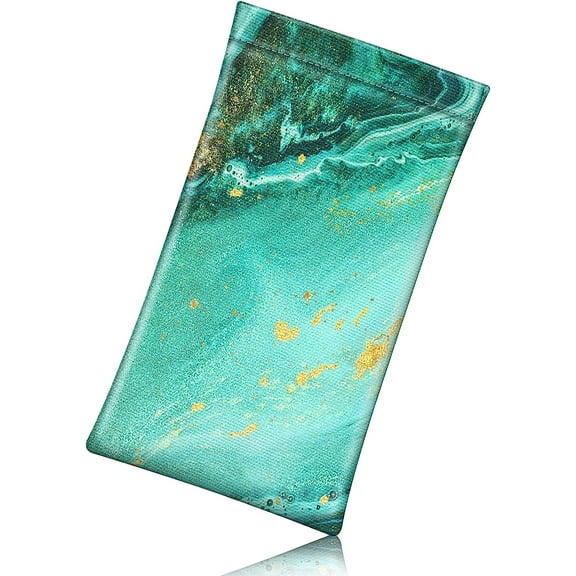 Eyeglasses Pouch with Cleaning Cloth, Portable Squeeze Top Vegan Leather Soft Glasses Case Anti-Scratch Sunglasses Bag