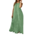 thumbnail image 3 of Taqqpue Women Summer Casual Sleeveless Maxi Dress 2026 Crewneck Loose Beach Travel Vacation Long Sundress Solid Color Plus Size Halter Dress for Women, 3 of 8