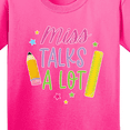 thumbnail image 4 of Inktastic Back to School Miss Talks a Lot Youth T-Shirt, 4 of 5