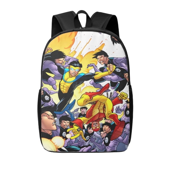 Invincible Backpacks 17 Inch Cartoon College School Laptop Bag Bookbag Lightweight Students Travel Shoulder Bag Daypack