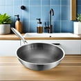 thumbnail image 3 of OULII 1Set Wok with Handle Grey Stainless Steel for Kitchen Utensil Daily Use, 3 of 5