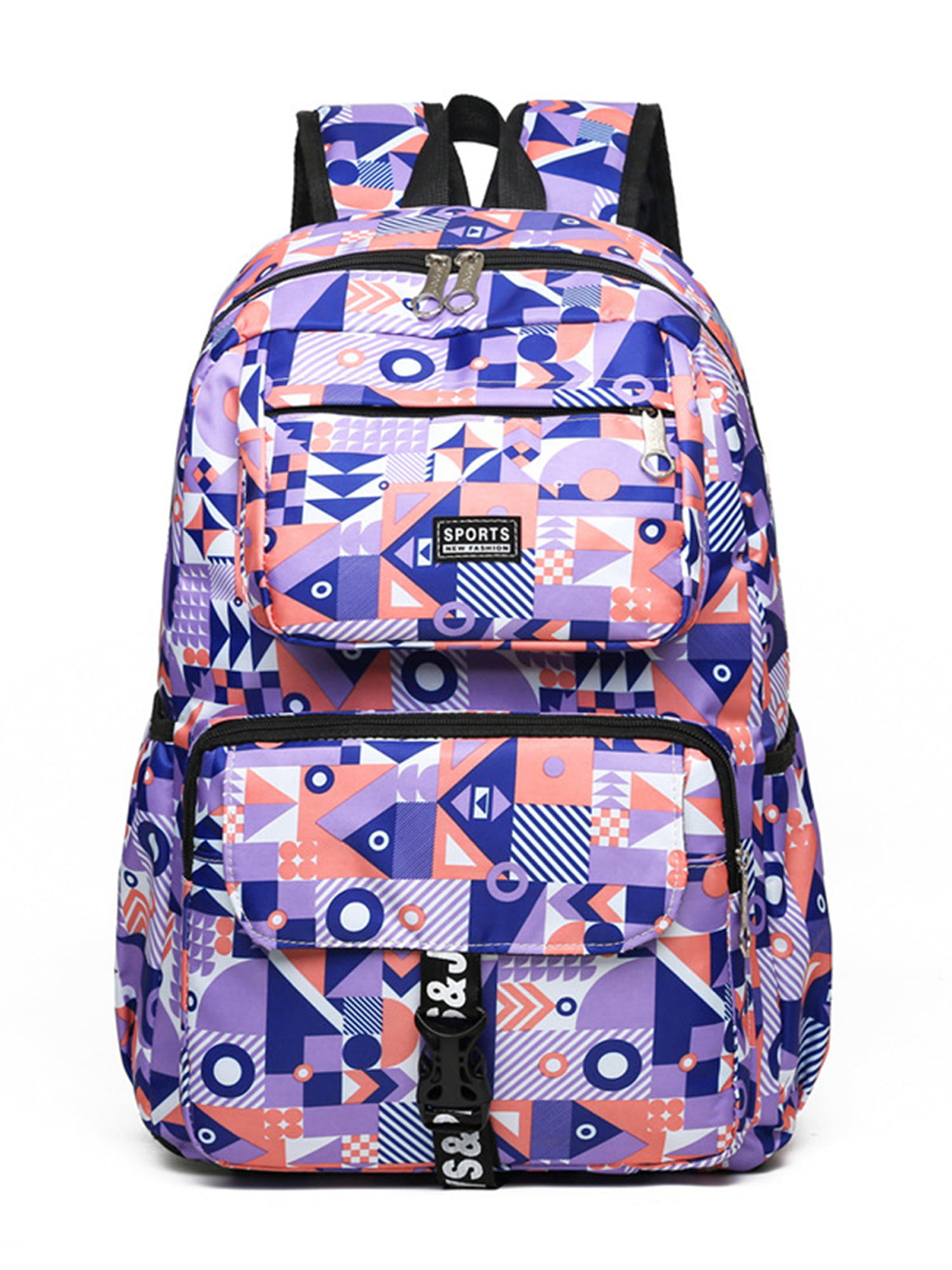 Geometric Color Print Laptop Backpack High School Bookbag Casual Travel Daypack