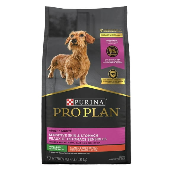 Purina Pro Plan Sensitive Skin and Stomach Adult Dog Food Small Breed Salmon and Rice Formula 4 lb.