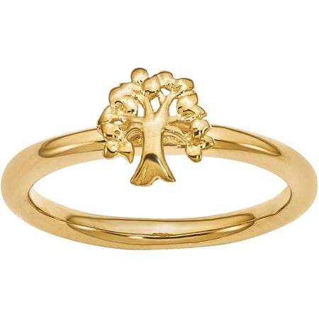 Stackable Expressions Sterling Silver Yellow-Plated Tree Ring