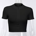 thumbnail image 4 of Ussuma Plus Size Tops for Women Women Summer Zipper Short Sleeve Sexy Short Blouse Shirt Up to 65% off Crew Neck T Shirts for Womens Tops Round-Neck Solidcolor, 4 of 4