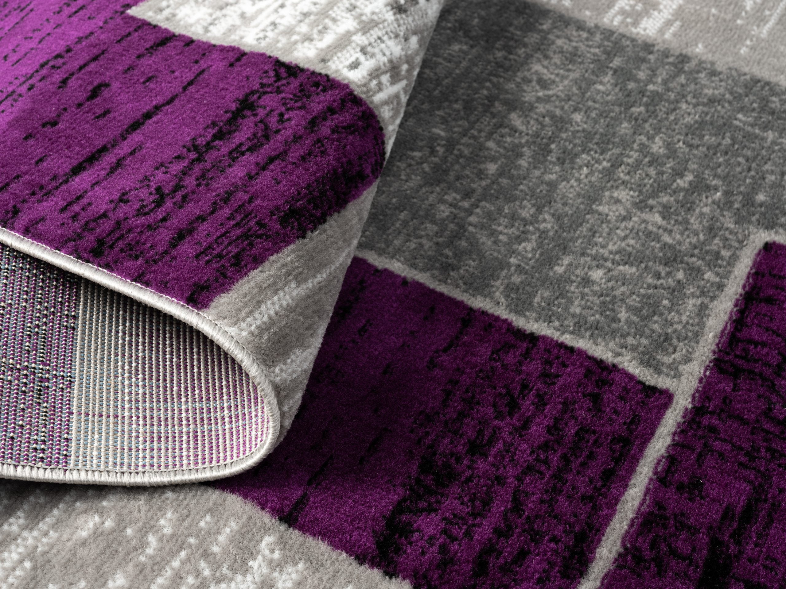 L'Baiet Verena Geometric Area Rug Purple Grey 2' x 6' Small Throw Rugs Carpet for Living Room, Bedroom, Dining Table, Office, Hallway, Foyer | Neutral Colorful Modern Abstract Home Decor