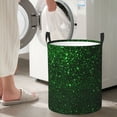 thumbnail image 5 of Fuzoiu Green Sparkling Print Circular Hamper,Laundry Basket with Handle,Collapsible Laundry,Dirty Clothes Storage Basket,for Bedroom Bathroom Dorm Living Room-Small, 5 of 6