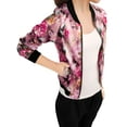thumbnail image 2 of INSPIRE CHIC Women's Stand Collar Zip up Floral Prints Crop Length Bomber Jacket, 2 of 7