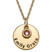 Personalized Planet Girl's Sterling Silver or Gold over Sterling Engraved Name Disc with Birthstone Charm Necklace
