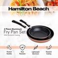 thumbnail image 3 of Hamilton Beach Aluminum Fry Pan 2pc Set 9 & 11 Inch with Riveted Fixed Handle, Nonstick Coating & T Box Packing, Ideal for Searing Sautéing, Easy to Clean & Heat Resistance (Black & Copper), 3 of 7