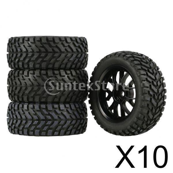 10x Ruedas y llantas RC hexagonales de 4 piezas de 12 mm, llantas y llantas RC prepegadas para buggy de camión con inserciones de espuma para Wltoys 1 Macarena ruedas y neumáticos rc