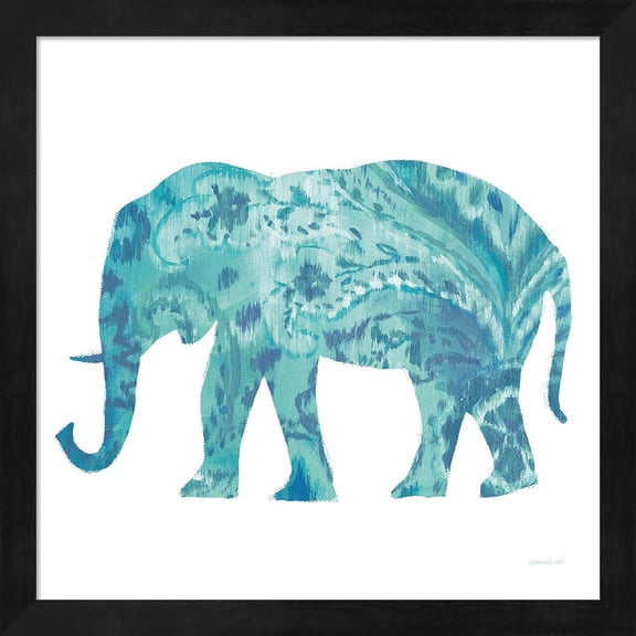Great Art Now Boho Teal Elephant II by Danhui Nai Framed Wall Art 13"W x 13"H