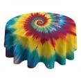 thumbnail image 4 of Colorful Rainbow Tie Dye Spiral Pattern Round Tablecloth 60"x60",Wrinkle Wipeable Table Cloth for Kitchen Dining Room Picnic Patio Party, 4 of 6