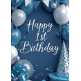 thumbnail image 3 of Blue Balloon Design Happy Birthday Banner Glittering Details Party Decoration for Baby's First Birthday Celebrations, 3 of 7