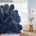 thumbnail image 4 of Shower Curtains for Bathroom, Navy Blue Gold Waterproof Fabric Shower Curtain, Abstract Line Art Troditional Ink Painting Decorative Bathroom Curtain for Bathtub, 72"x72", No Hooks Included, 4 of 9