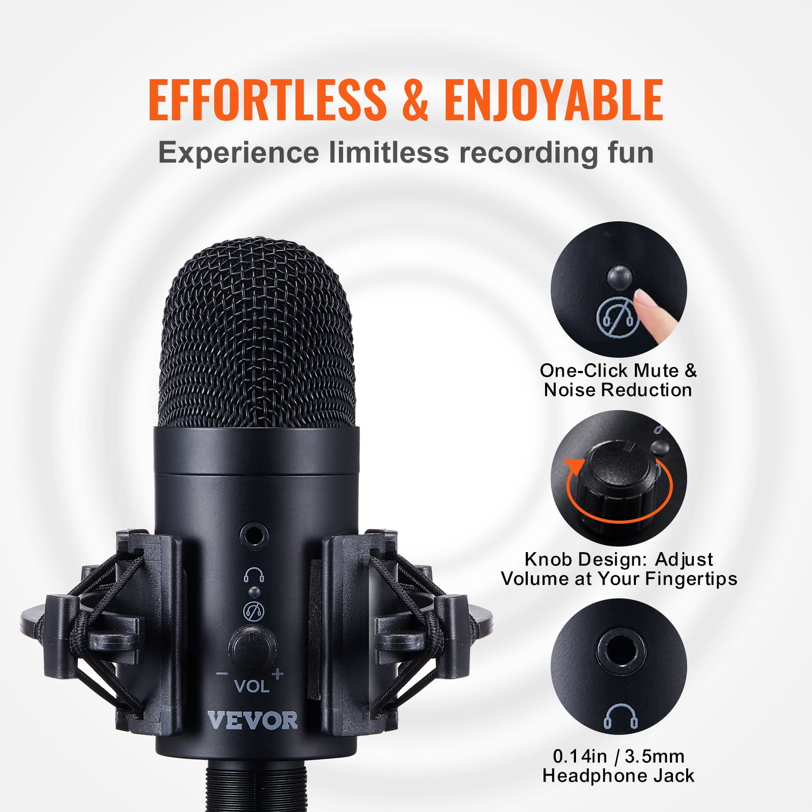SKYSHALO USB Streaming Podcast Microphone Kit with Boom Arm Stand, Professional 192KHZ/24bit Studio Cardioid Condenser Computer PC Mic Kit