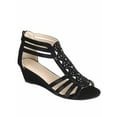thumbnail image 1 of Daiso-28 Women Peep Toe Glittle Gladiator Low Wedge Heel Sandals Party Shoes ( Black, 8), 1 of 2