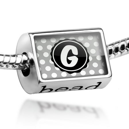 Black Polka Dots Chart - Bead Monogram G Grey Black Polka Dots Charm Fits All European Bracelets