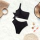 thumbnail image 3 of Trajes de baño de dos piezas de corte alto con lazo de bikini de talle alto de un hombro para mujer (XL) JFHHH pequeña, 3 of 5