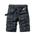 thumbnail image 5 of cllios Mens Plaid Cargo Shorts Big and Tall Vintage Checkered Printed Outdoor Hiking Work Shorts Multi Pockets Knee Length Cotton Short Pants (No Belt), 5 of 5
