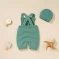 thumbnail image 5 of Generic Warm Blouse for Little Boys Baby Knit Romper Cotton Sleeveless Boy Girl Sweater Clothes Solid Jumpsuit 1 Piece Outfits with Hat Caps Set(Green,9-12 Months), 5 of 9