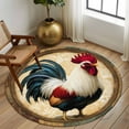 Rooster Round Area Rug 6 FT, Non Slip Bedroom Area Rug, Vintage Rustic ...