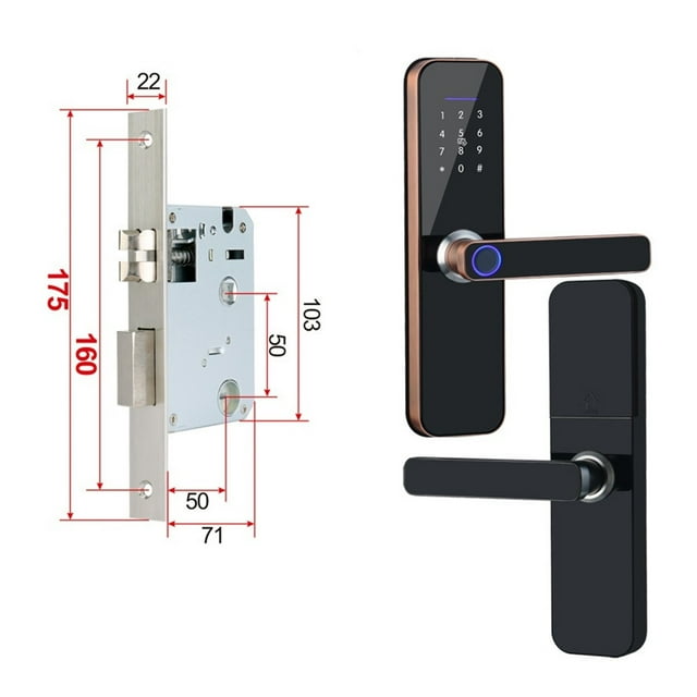 Door Lock, Tuya Electronic Smart Door Lock With Biometric Fingerprint / Smart Card / Password / Key Unlock/ USB Emergency Charge ,Easy to Install
