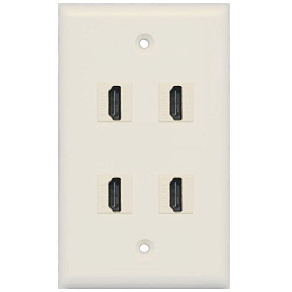 RiteAV - 4 Port HDMI Wall Plate - Light Almond