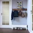 thumbnail image 6 of Rustic Solid Wood Wall-Mounted Coat Rack with Hooks & Hanging Rod, Farmhouse Entryway Jacket & Coat Organizer, 17-Inch, Natural Wood, 6 of 10