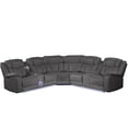 thumbnail image 3 of Modern Gray Faux Leather Reclining Sectional Sofa with Power Recline, USB-C Charging & Bluetooth, 3 of 8