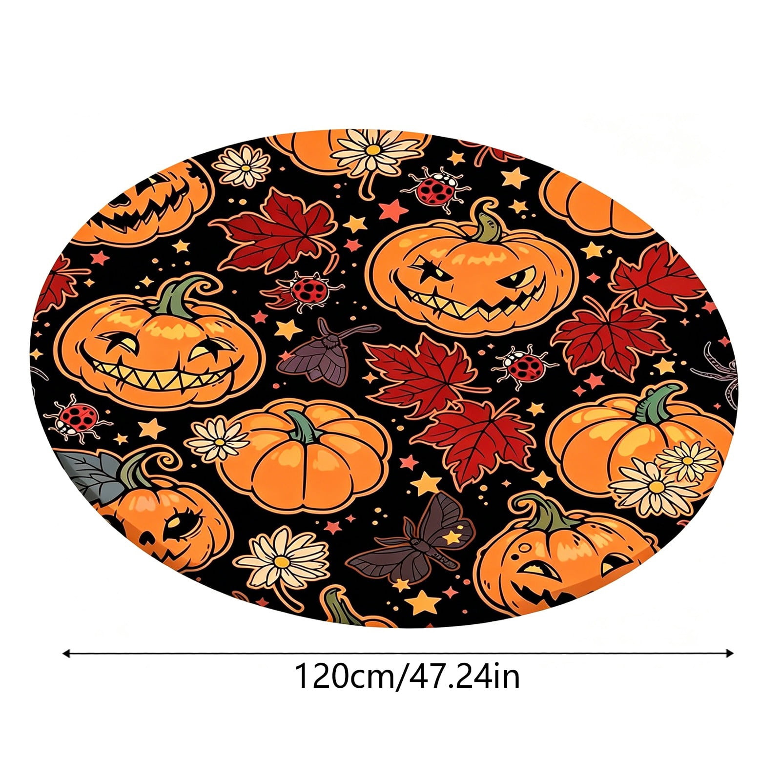 Elastic Halloween Tablecloth With Pumpkin Maple Leaf And Floral Patterns Black And Orange Round Cover For Indoor And Outdoor Parties Tablecloth 70 X 70 Teal Table Clothes for Rectangle Tables Table